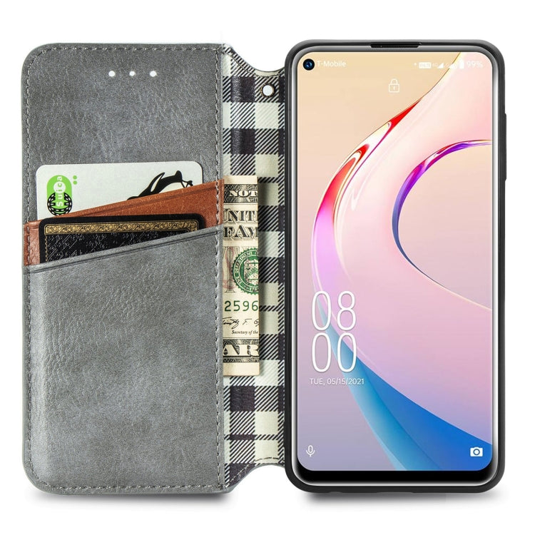 For OUKITEL C21 Pro Cubic Grid Pressed Horizontal Flip Magnetic PU Leather Case with Holder & Card Slots & Wallet