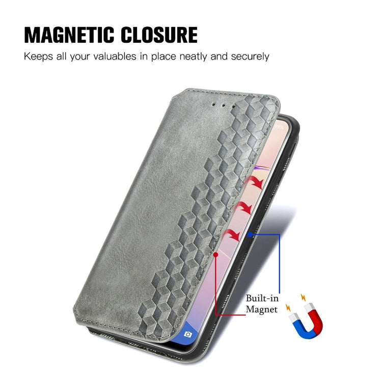 For OUKITEL C21 Pro Cubic Grid Pressed Horizontal Flip Magnetic PU Leather Case with Holder & Card Slots & Wallet