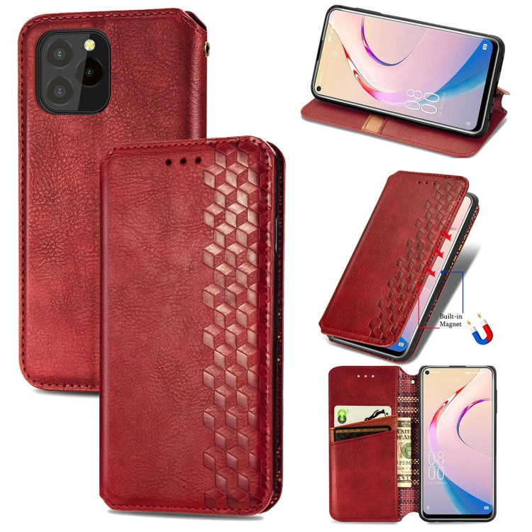 For OUKITEL C21 Pro Cubic Grid Pressed Horizontal Flip Magnetic PU Leather Case with Holder & Card Slots & Wallet