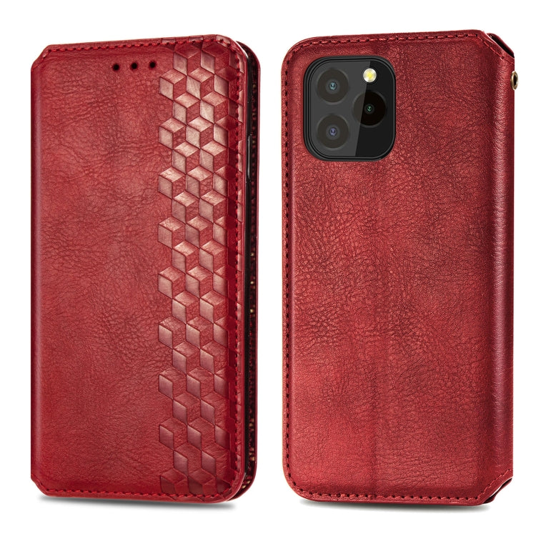 For OUKITEL C21 Pro Cubic Grid Pressed Horizontal Flip Magnetic PU Leather Case with Holder & Card Slots & Wallet