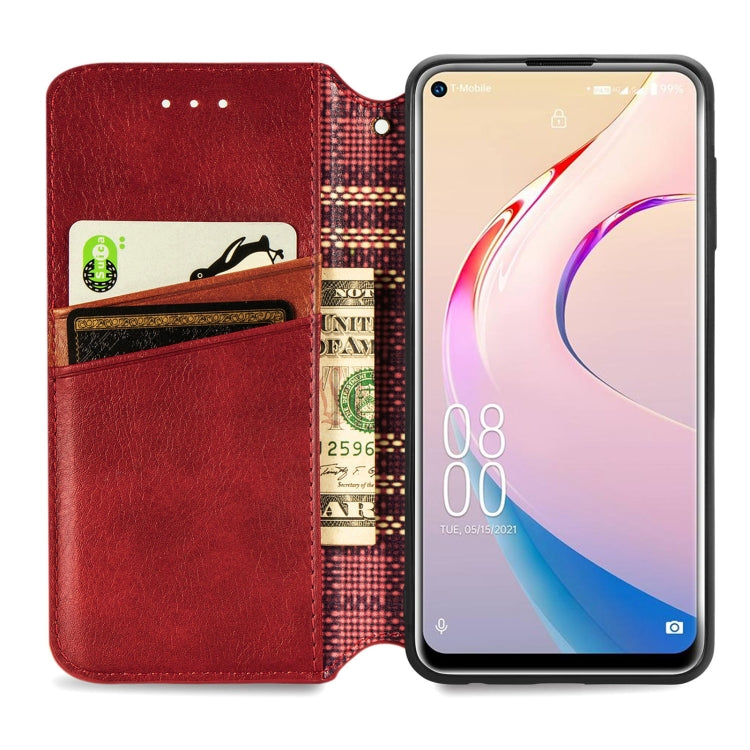 For OUKITEL C21 Pro Cubic Grid Pressed Horizontal Flip Magnetic PU Leather Case with Holder & Card Slots & Wallet