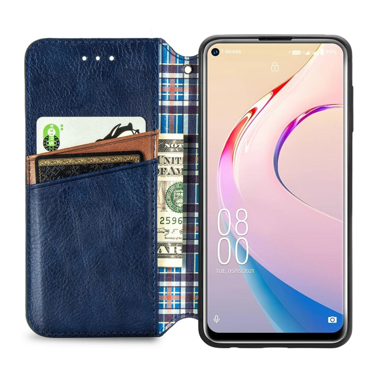 For OUKITEL C21 Pro Cubic Grid Pressed Horizontal Flip Magnetic PU Leather Case with Holder & Card Slots & Wallet