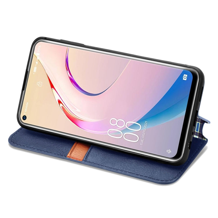 For OUKITEL C21 Pro Cubic Grid Pressed Horizontal Flip Magnetic PU Leather Case with Holder & Card Slots & Wallet