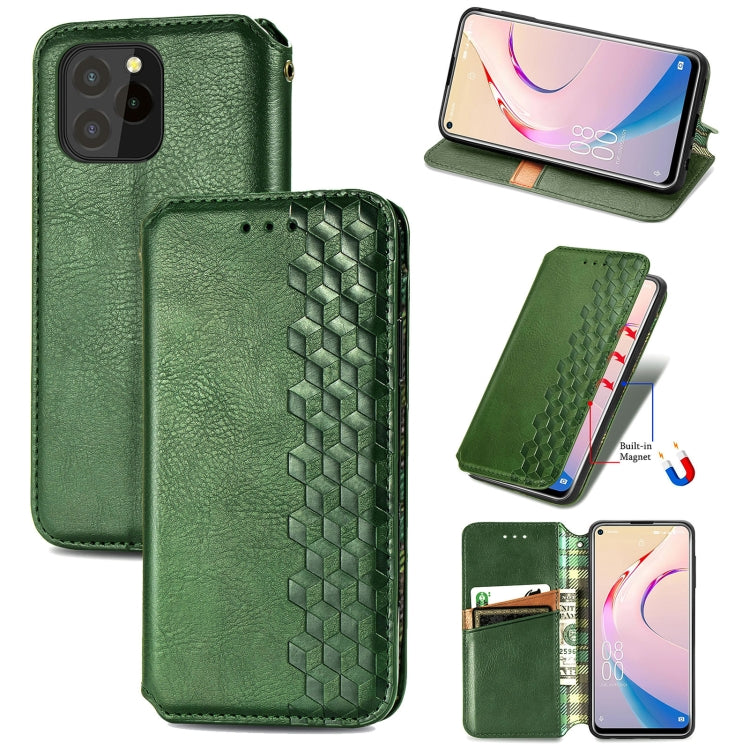 For OUKITEL C21 Pro Cubic Grid Pressed Horizontal Flip Magnetic PU Leather Case with Holder & Card Slots & Wallet