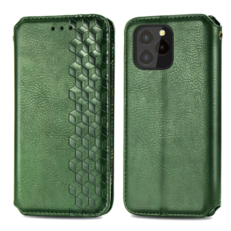 For OUKITEL C21 Pro Cubic Grid Pressed Horizontal Flip Magnetic PU Leather Case with Holder & Card Slots & Wallet
