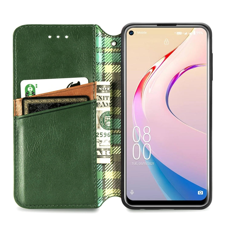 For OUKITEL C21 Pro Cubic Grid Pressed Horizontal Flip Magnetic PU Leather Case with Holder & Card Slots & Wallet