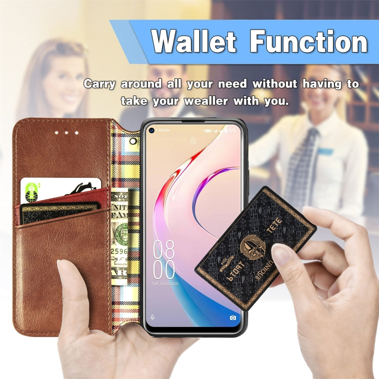 For OUKITEL C21 Pro Cubic Grid Pressed Horizontal Flip Magnetic PU Leather Case with Holder & Card Slots & Wallet