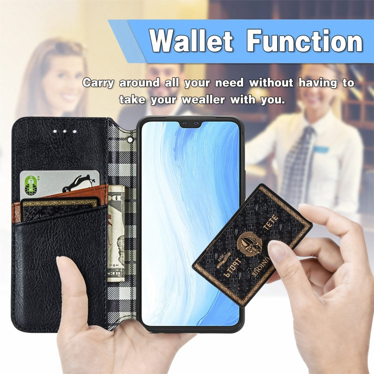 For vivo S7 Cubic Grid Pressed Horizontal Flip Magnetic PU Leather Case with Holder & Card Slots & Wallet