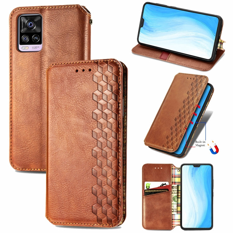 For vivo S7 Cubic Grid Pressed Horizontal Flip Magnetic PU Leather Case with Holder & Card Slots & Wallet