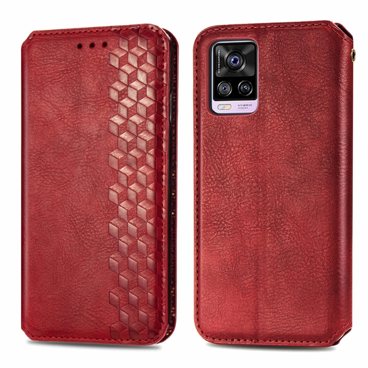For vivo S7 Cubic Grid Pressed Horizontal Flip Magnetic PU Leather Case with Holder & Card Slots & Wallet