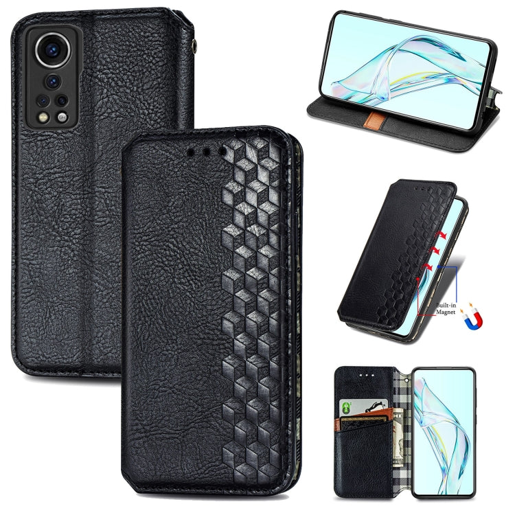 For ZTE Axon 30 5G Cubic Grid Pressed Horizontal Flip Magnetic PU Leather Case with Holder & Card Slots & Wallet