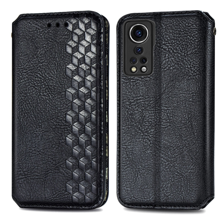 For ZTE Axon 30 5G Cubic Grid Pressed Horizontal Flip Magnetic PU Leather Case with Holder & Card Slots & Wallet