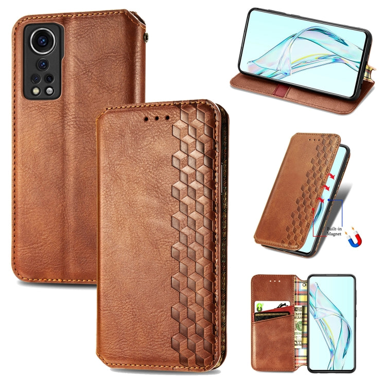 For ZTE Axon 30 5G Cubic Grid Pressed Horizontal Flip Magnetic PU Leather Case with Holder & Card Slots & Wallet