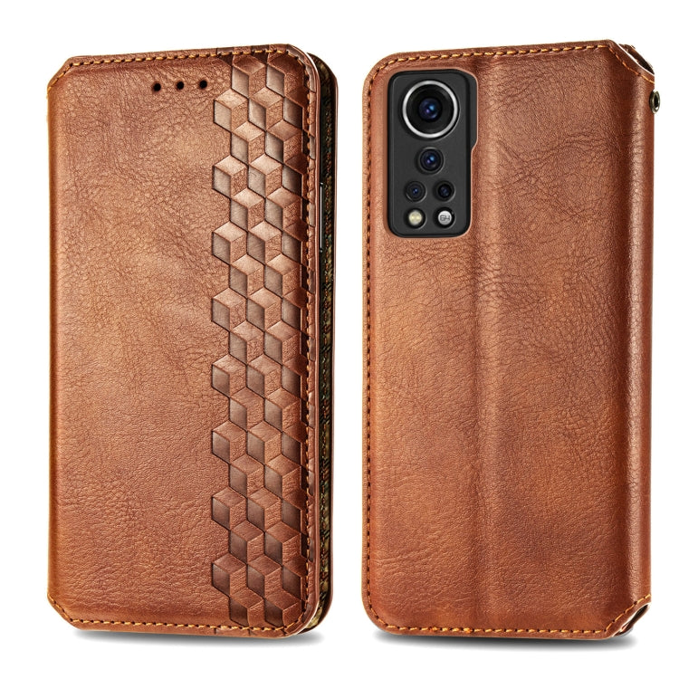 For ZTE Axon 30 5G Cubic Grid Pressed Horizontal Flip Magnetic PU Leather Case with Holder & Card Slots & Wallet