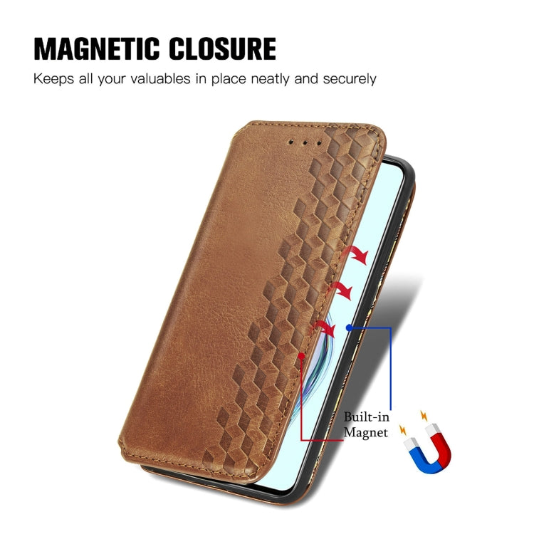 For ZTE Axon 30 5G Cubic Grid Pressed Horizontal Flip Magnetic PU Leather Case with Holder & Card Slots & Wallet