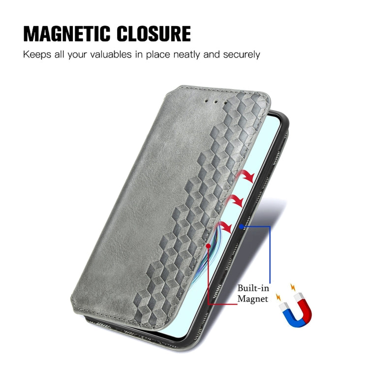 For ZTE Axon 30 5G Cubic Grid Pressed Horizontal Flip Magnetic PU Leather Case with Holder & Card Slots & Wallet