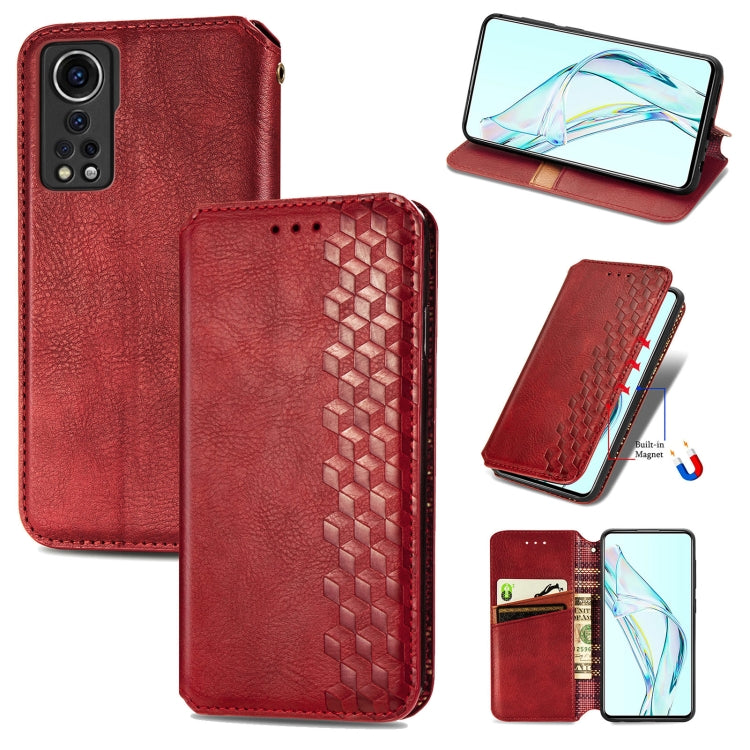 For ZTE Axon 30 5G Cubic Grid Pressed Horizontal Flip Magnetic PU Leather Case with Holder & Card Slots & Wallet