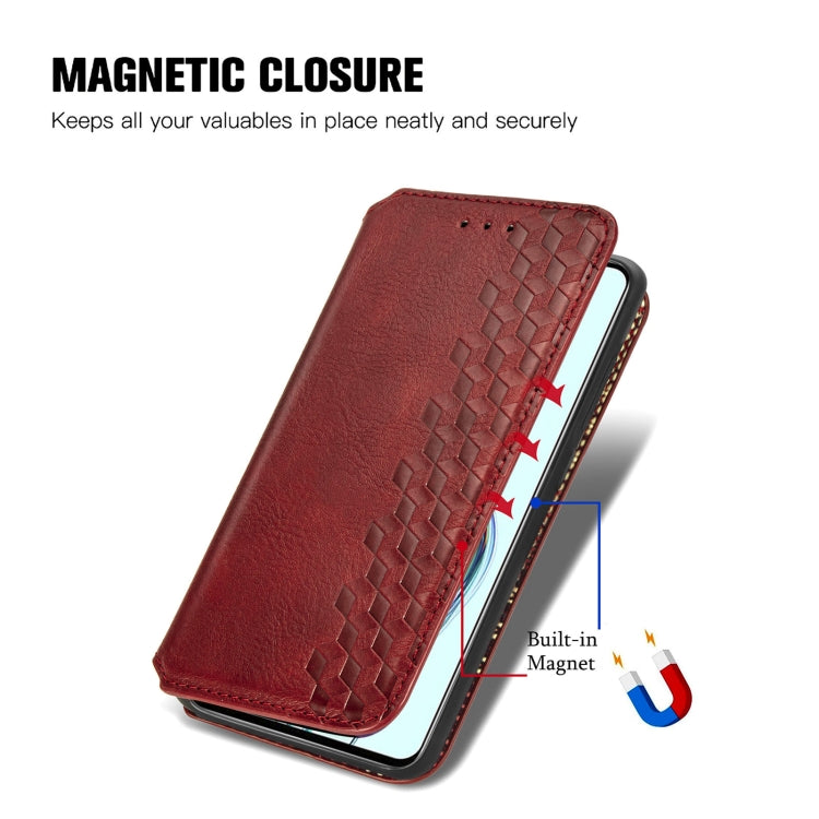 For ZTE Axon 30 5G Cubic Grid Pressed Horizontal Flip Magnetic PU Leather Case with Holder & Card Slots & Wallet