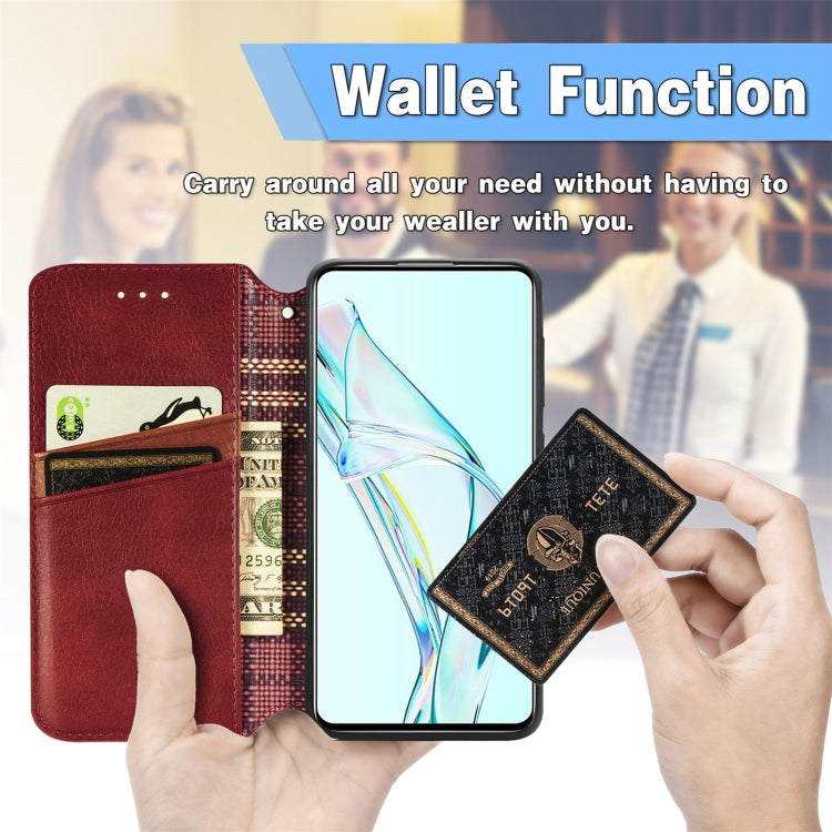 For ZTE Axon 30 5G Cubic Grid Pressed Horizontal Flip Magnetic PU Leather Case with Holder & Card Slots & Wallet
