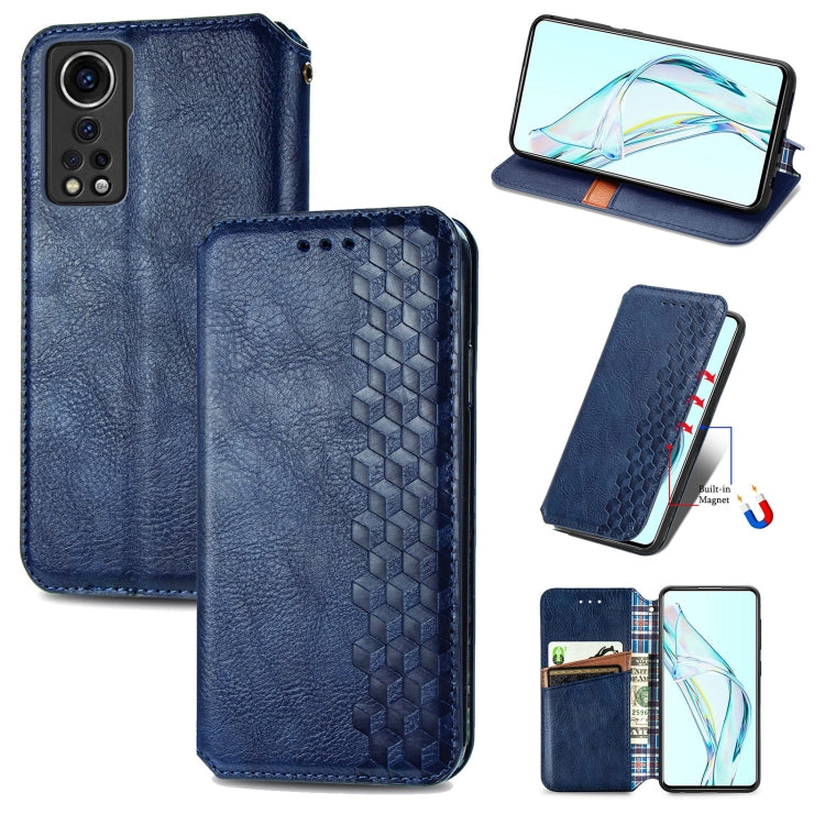For ZTE Axon 30 5G Cubic Grid Pressed Horizontal Flip Magnetic PU Leather Case with Holder & Card Slots & Wallet