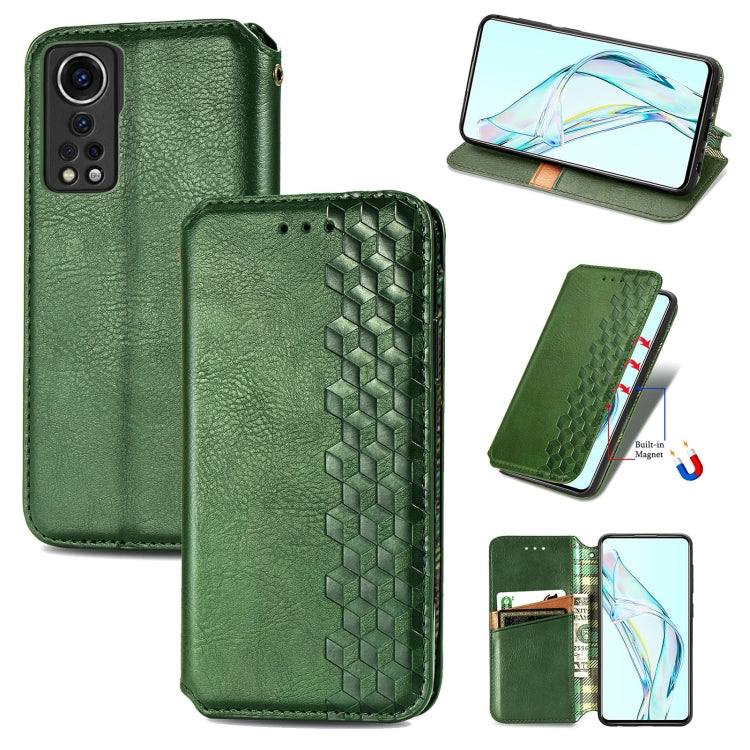 For ZTE Axon 30 5G Cubic Grid Pressed Horizontal Flip Magnetic PU Leather Case with Holder & Card Slots & Wallet