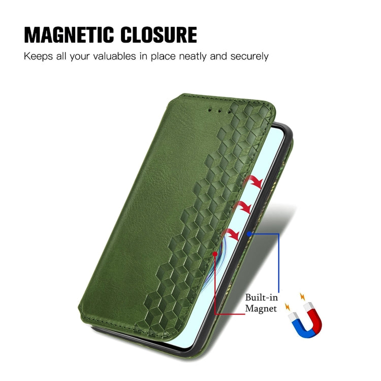 For ZTE Axon 30 5G Cubic Grid Pressed Horizontal Flip Magnetic PU Leather Case with Holder & Card Slots & Wallet