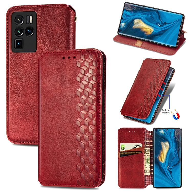 For ZTE nubia Z30 Pro Cubic Grid Pressed Horizontal Flip Magnetic PU Leather Case with Holder & Card Slots & Wallet