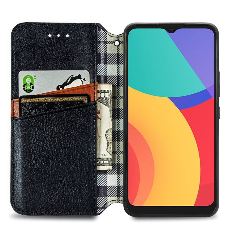 For Alcatel 1S 2021 Cubic Grid Pressed Horizontal Flip Magnetic PU Leather Case with Holder & Card Slots & Wallet