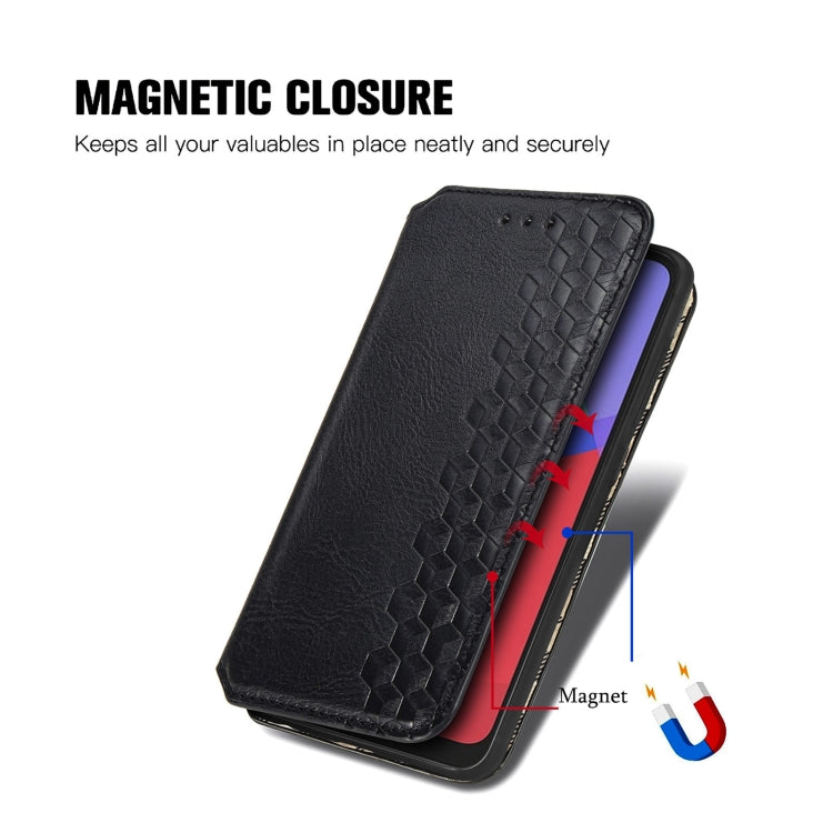 For Alcatel 1S 2021 Cubic Grid Pressed Horizontal Flip Magnetic PU Leather Case with Holder & Card Slots & Wallet