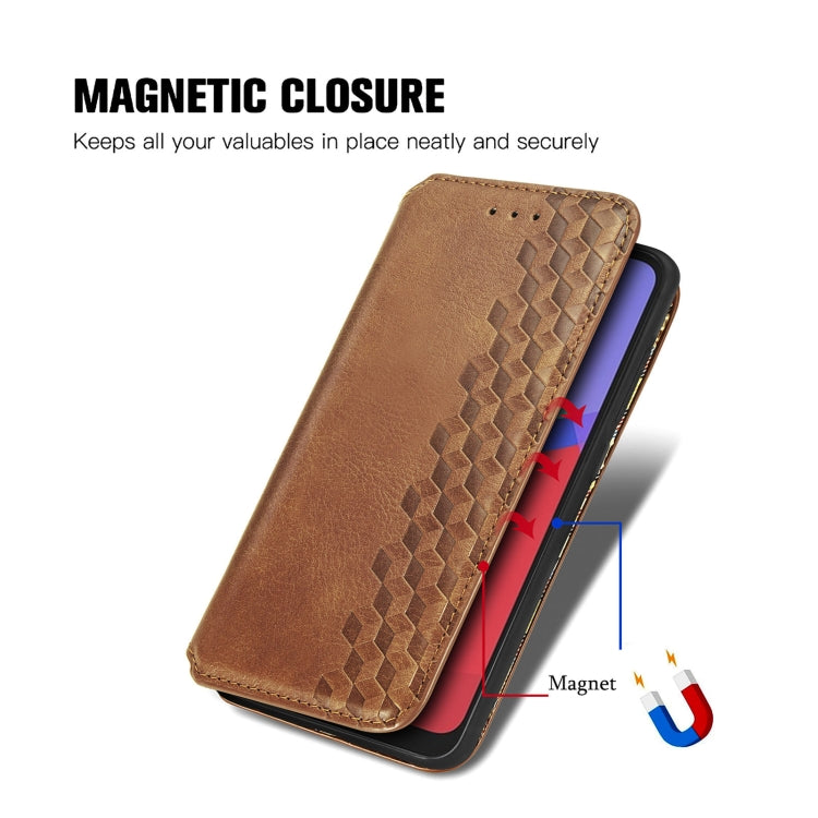 For Alcatel 1S 2021 Cubic Grid Pressed Horizontal Flip Magnetic PU Leather Case with Holder & Card Slots & Wallet