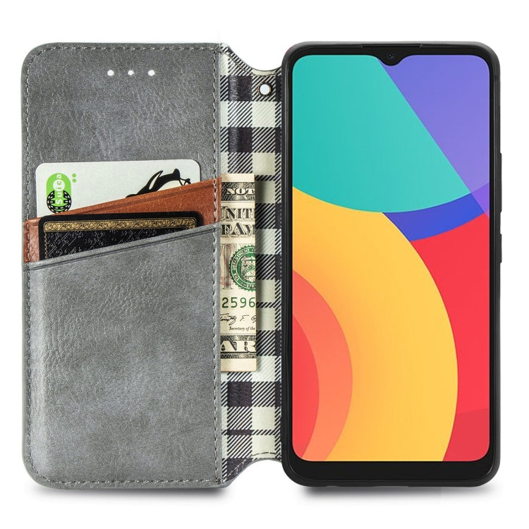 For Alcatel 1S 2021 Cubic Grid Pressed Horizontal Flip Magnetic PU Leather Case with Holder & Card Slots & Wallet