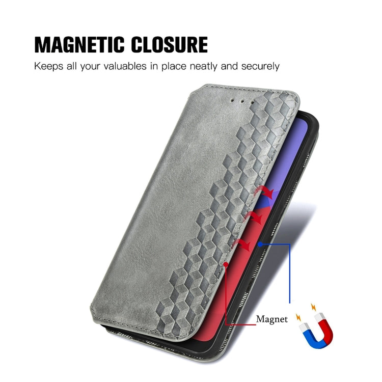For Alcatel 1S 2021 Cubic Grid Pressed Horizontal Flip Magnetic PU Leather Case with Holder & Card Slots & Wallet