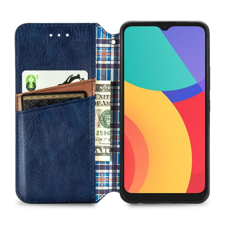 For Alcatel 1S 2021 Cubic Grid Pressed Horizontal Flip Magnetic PU Leather Case with Holder & Card Slots & Wallet