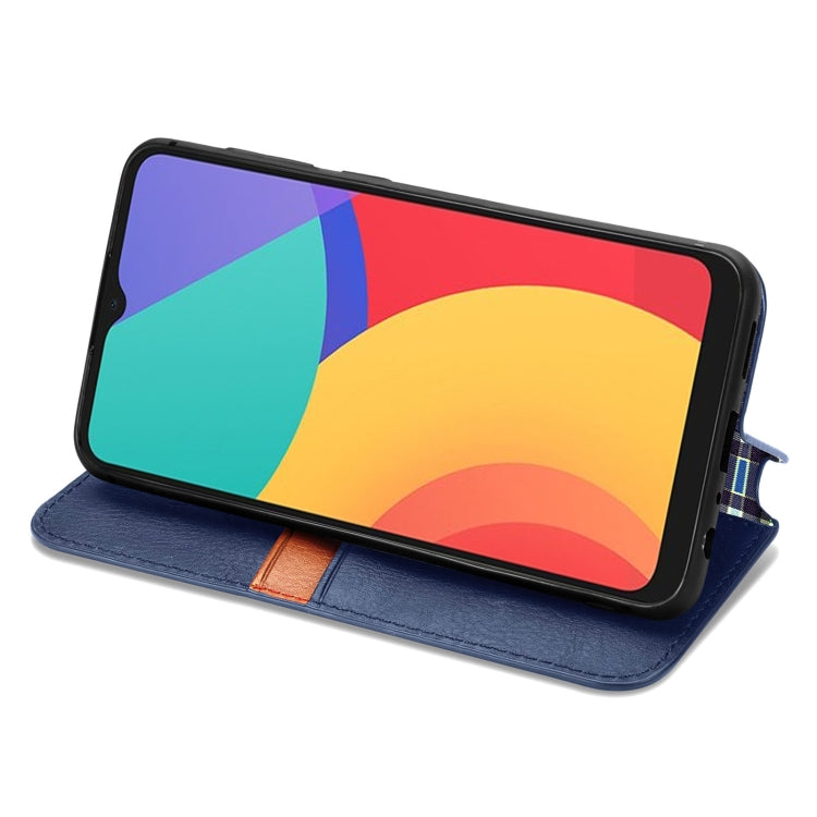 For Alcatel 1S 2021 Cubic Grid Pressed Horizontal Flip Magnetic PU Leather Case with Holder & Card Slots & Wallet