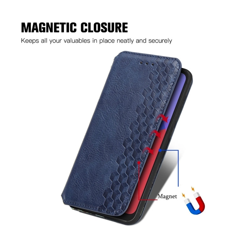For Alcatel 1S 2021 Cubic Grid Pressed Horizontal Flip Magnetic PU Leather Case with Holder & Card Slots & Wallet