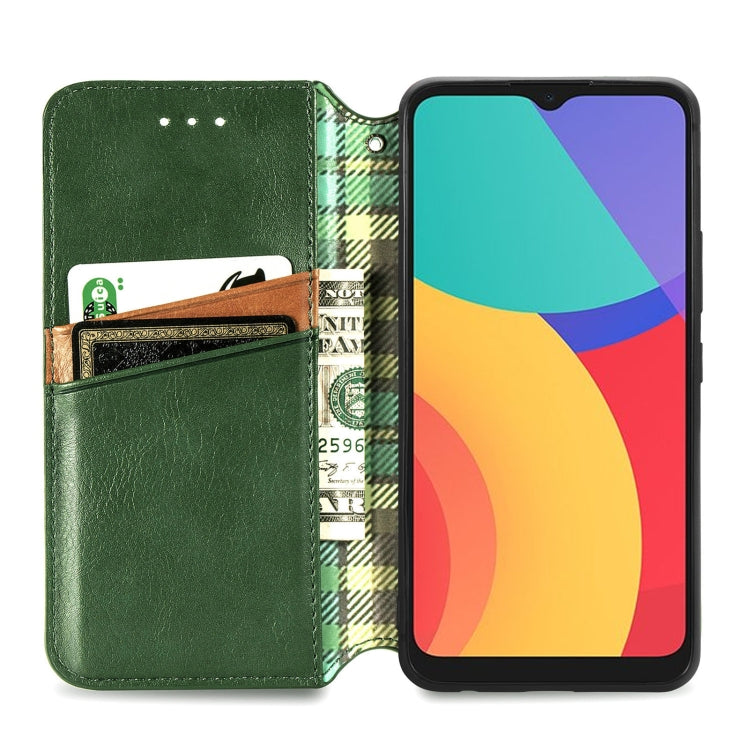 For Alcatel 1S 2021 Cubic Grid Pressed Horizontal Flip Magnetic PU Leather Case with Holder & Card Slots & Wallet