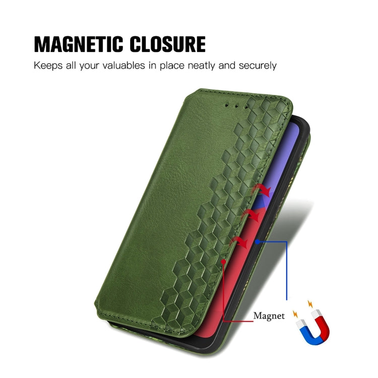 For Alcatel 1S 2021 Cubic Grid Pressed Horizontal Flip Magnetic PU Leather Case with Holder & Card Slots & Wallet