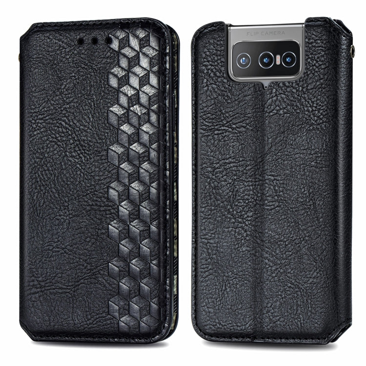 For Asus Zenfone 8 Flip Cubic Grid Pressed Horizontal Flip Magnetic PU Leather Case with Holder & Card Slots & Wallet