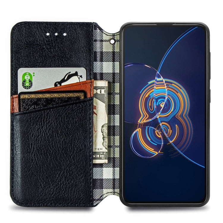 For Asus Zenfone 8 Flip Cubic Grid Pressed Horizontal Flip Magnetic PU Leather Case with Holder & Card Slots & Wallet