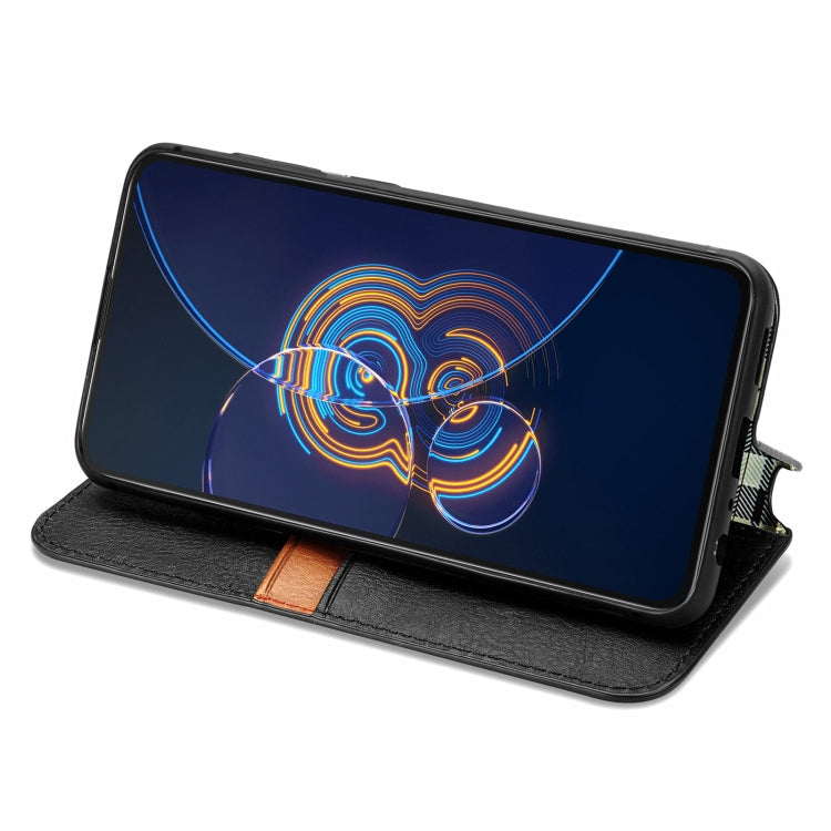 For Asus Zenfone 8 Flip Cubic Grid Pressed Horizontal Flip Magnetic PU Leather Case with Holder & Card Slots & Wallet