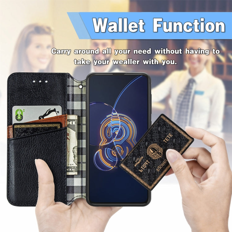 For Asus Zenfone 8 Flip Cubic Grid Pressed Horizontal Flip Magnetic PU Leather Case with Holder & Card Slots & Wallet