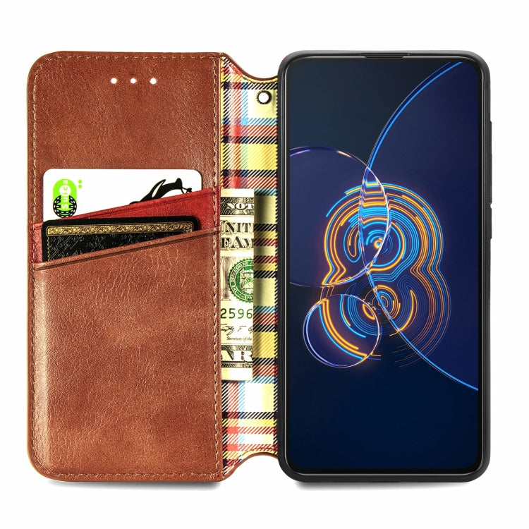 For Asus Zenfone 8 Flip Cubic Grid Pressed Horizontal Flip Magnetic PU Leather Case with Holder & Card Slots & Wallet