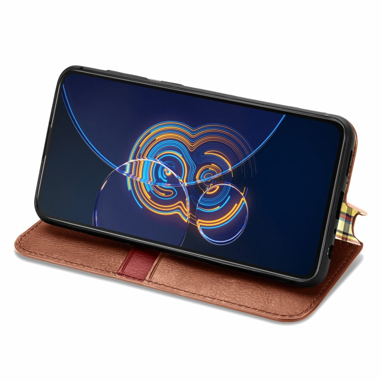 For Asus Zenfone 8 Flip Cubic Grid Pressed Horizontal Flip Magnetic PU Leather Case with Holder & Card Slots & Wallet