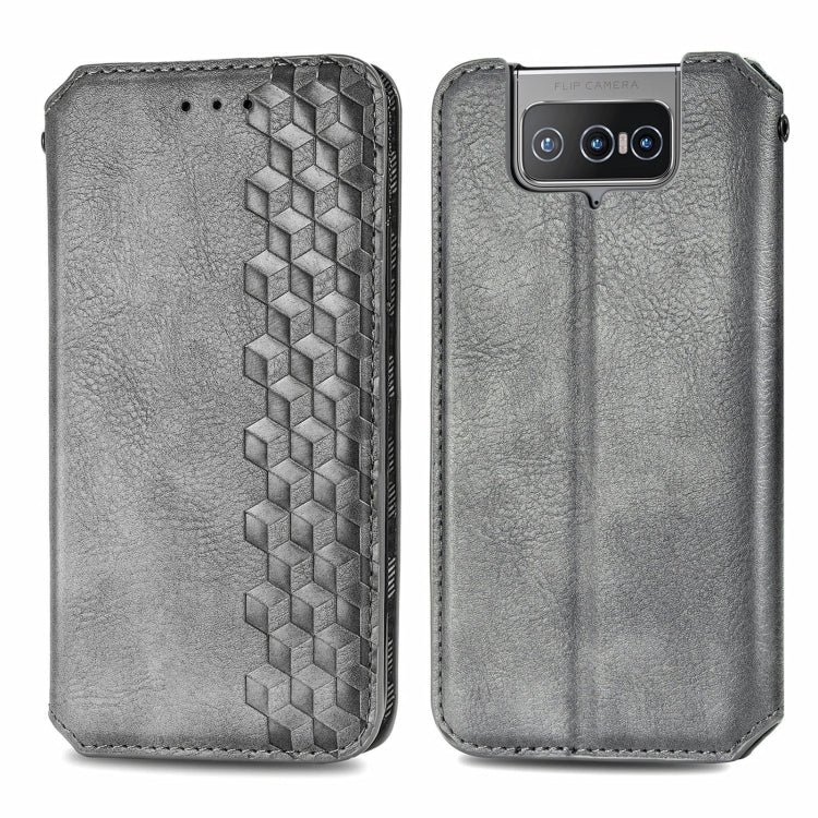 For Asus Zenfone 8 Flip Cubic Grid Pressed Horizontal Flip Magnetic PU Leather Case with Holder & Card Slots & Wallet