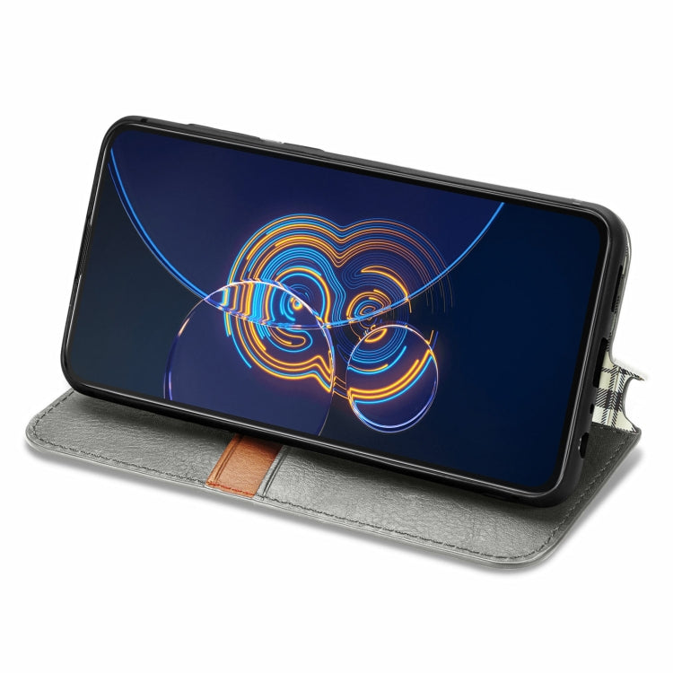For Asus Zenfone 8 Flip Cubic Grid Pressed Horizontal Flip Magnetic PU Leather Case with Holder & Card Slots & Wallet