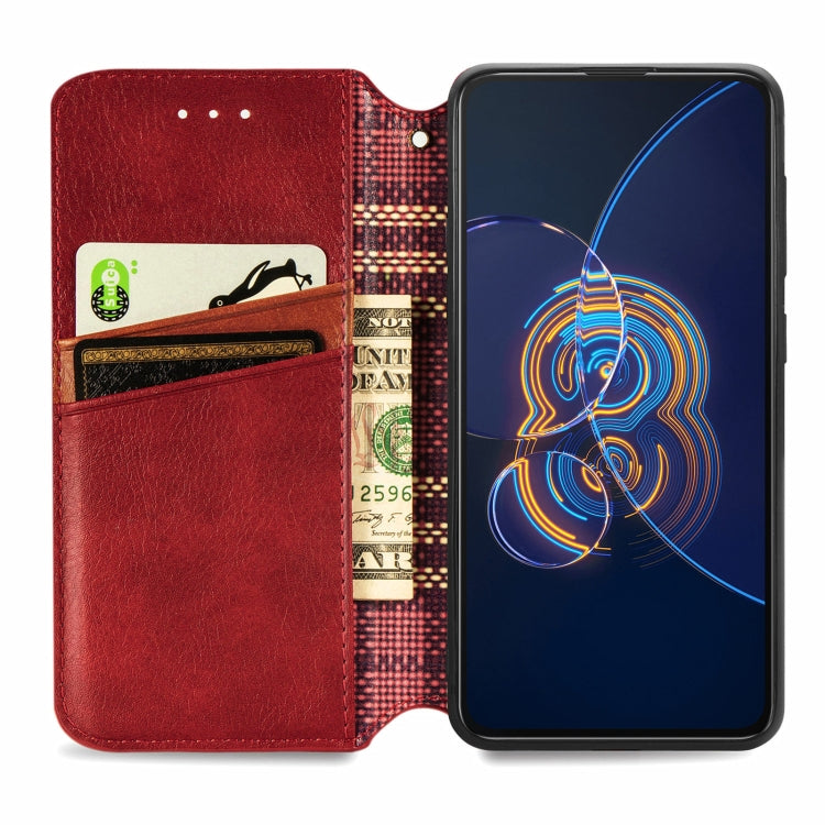 For Asus Zenfone 8 Flip Cubic Grid Pressed Horizontal Flip Magnetic PU Leather Case with Holder & Card Slots & Wallet