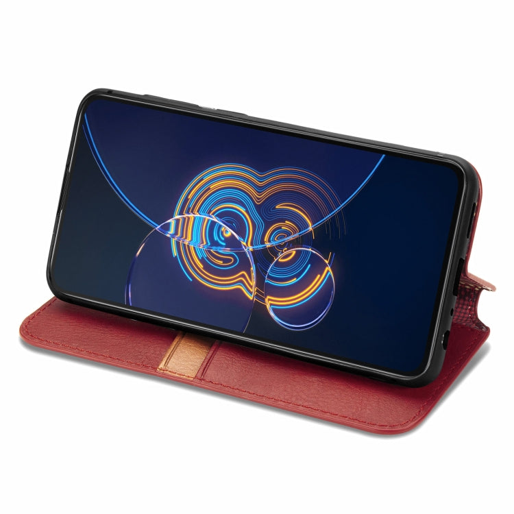 For Asus Zenfone 8 Flip Cubic Grid Pressed Horizontal Flip Magnetic PU Leather Case with Holder & Card Slots & Wallet