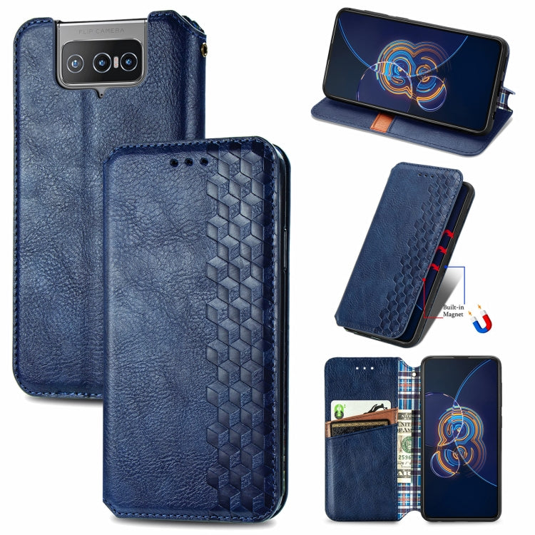 For Asus Zenfone 8 Flip Cubic Grid Pressed Horizontal Flip Magnetic PU Leather Case with Holder & Card Slots & Wallet