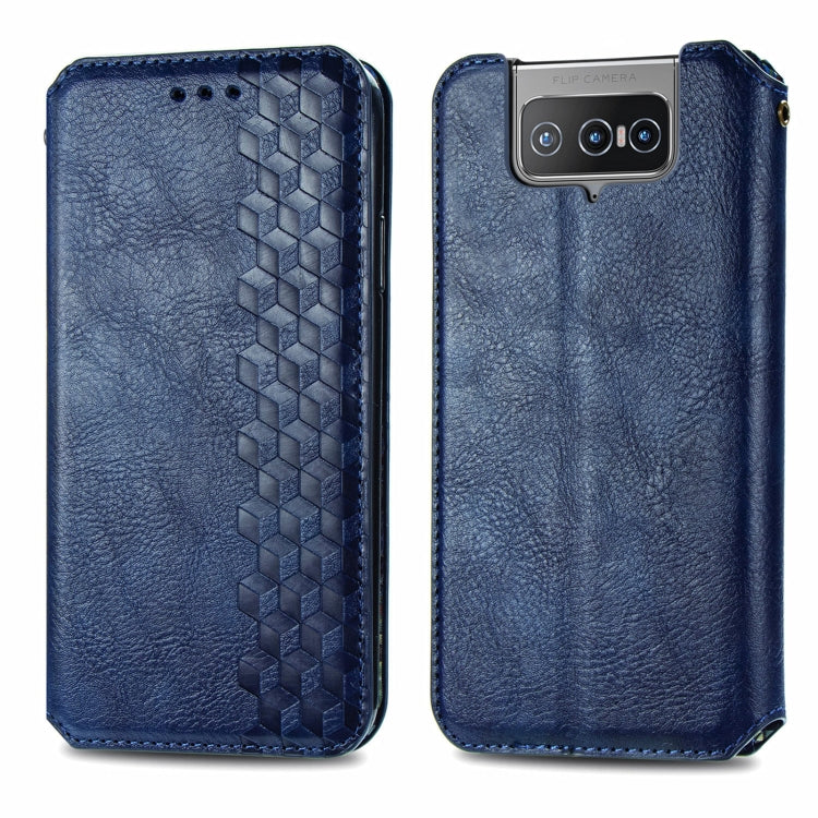 For Asus Zenfone 8 Flip Cubic Grid Pressed Horizontal Flip Magnetic PU Leather Case with Holder & Card Slots & Wallet