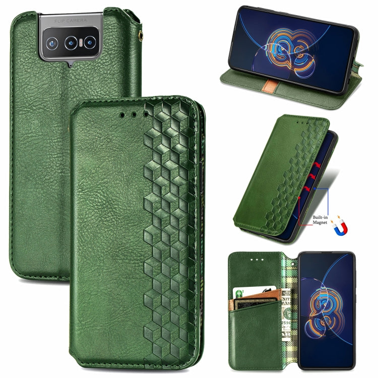 For Asus Zenfone 8 Flip Cubic Grid Pressed Horizontal Flip Magnetic PU Leather Case with Holder & Card Slots & Wallet